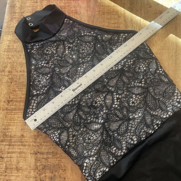 Black Jazz/Tap/Contemporary Dance Costume Weissman Sequins Lace Size XLC - Picture 9 of 10